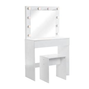 MDF Wood 136cm Height Touch Screen Mirrored Dresser With Mirror Led Lights