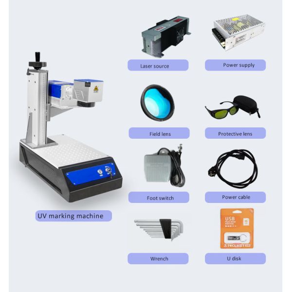 3W 5W UV Laser Machine Glass Laser Marking Machine With Air Cooling Method