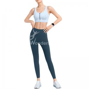 China Yoga High Waist Sport Leggings Sports Bras Racerback Front Zip With Padded Cups on sale