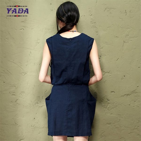 Slim solid color cotton linen vest women casual girls sexy night dress photos for ladies