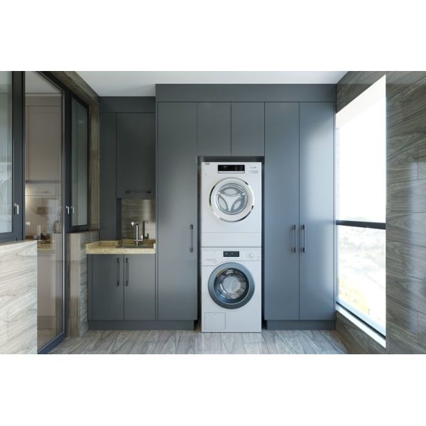 Elegant Meridian Gray Modular Laundry Cabinets With Multiple Storage Solution