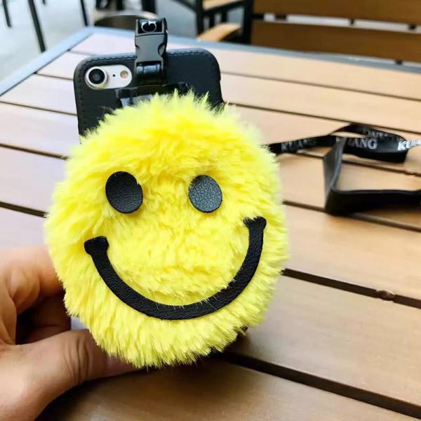 Quality Soft TPU Plush Expression Coin Earphone Key Purse Cell Phone Case Back Cover For iPhone 7 6s Plus with Lanyard for sale