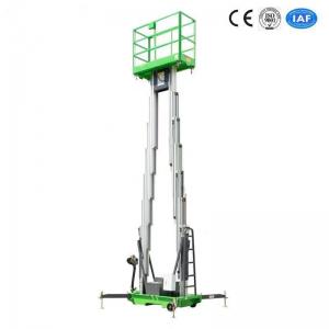 China 12m Hydraulic Lift Platform Aluminum Aerial Lift Double Mast 200Kg With Motorized Device on sale