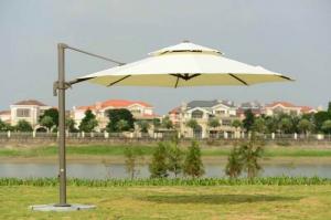 China 250g Polyester Beach Sunshade Umbrella 3.5M Cantilever Parasol Heavy Granite Base on sale