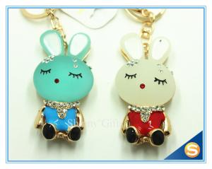 Wholesale Trendy Rhinestone Cute Rabbit Shape Crystal Gold Plated Key Chain For Handbag Decoraction from china suppliers