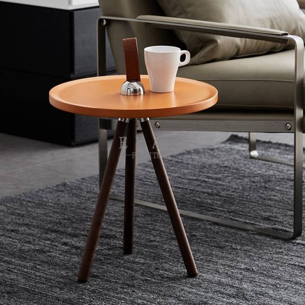 Modern Design Colorful Round Wooden Legs Side Table Set