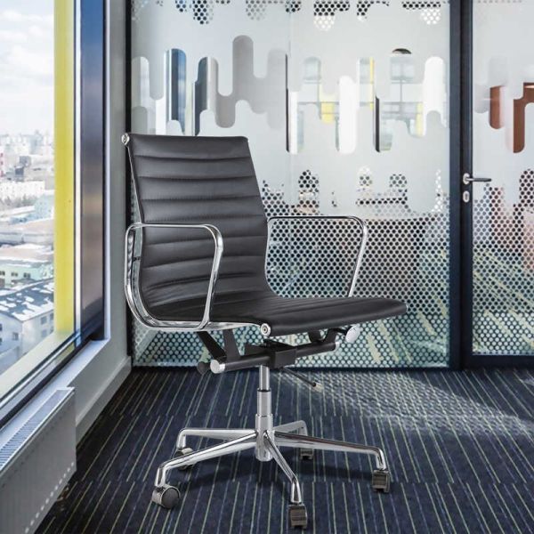 Black PU Leather W20.86" Tomile Living Room Office Chair Soft Sponge Material