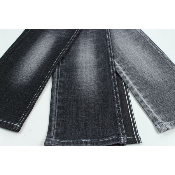 190 Cm Ring Slub Sulfur Black Stretch Denim Fabric For Men Jeans