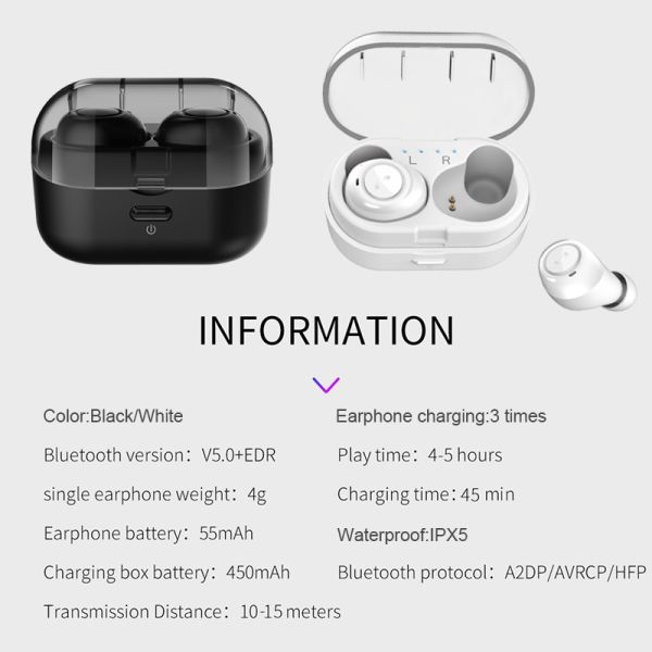 Bluetooth 5.0 Wireless Earphone in Ear Headphones Handsfree Earphones Headphone Sport Earbuds Headset for Phone with Mic