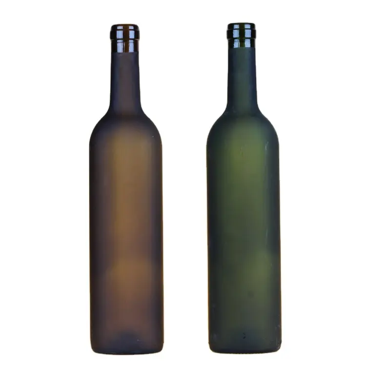 Airtight Food Storage Green Frosted Round Glass Bottles 500ml 750ml in Glass Material
