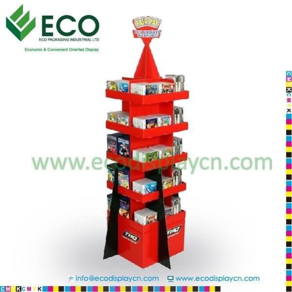 Quality Point Of Sale Cardboard Floor Display, Multi Tier Display Stand For Greeting Card for sale