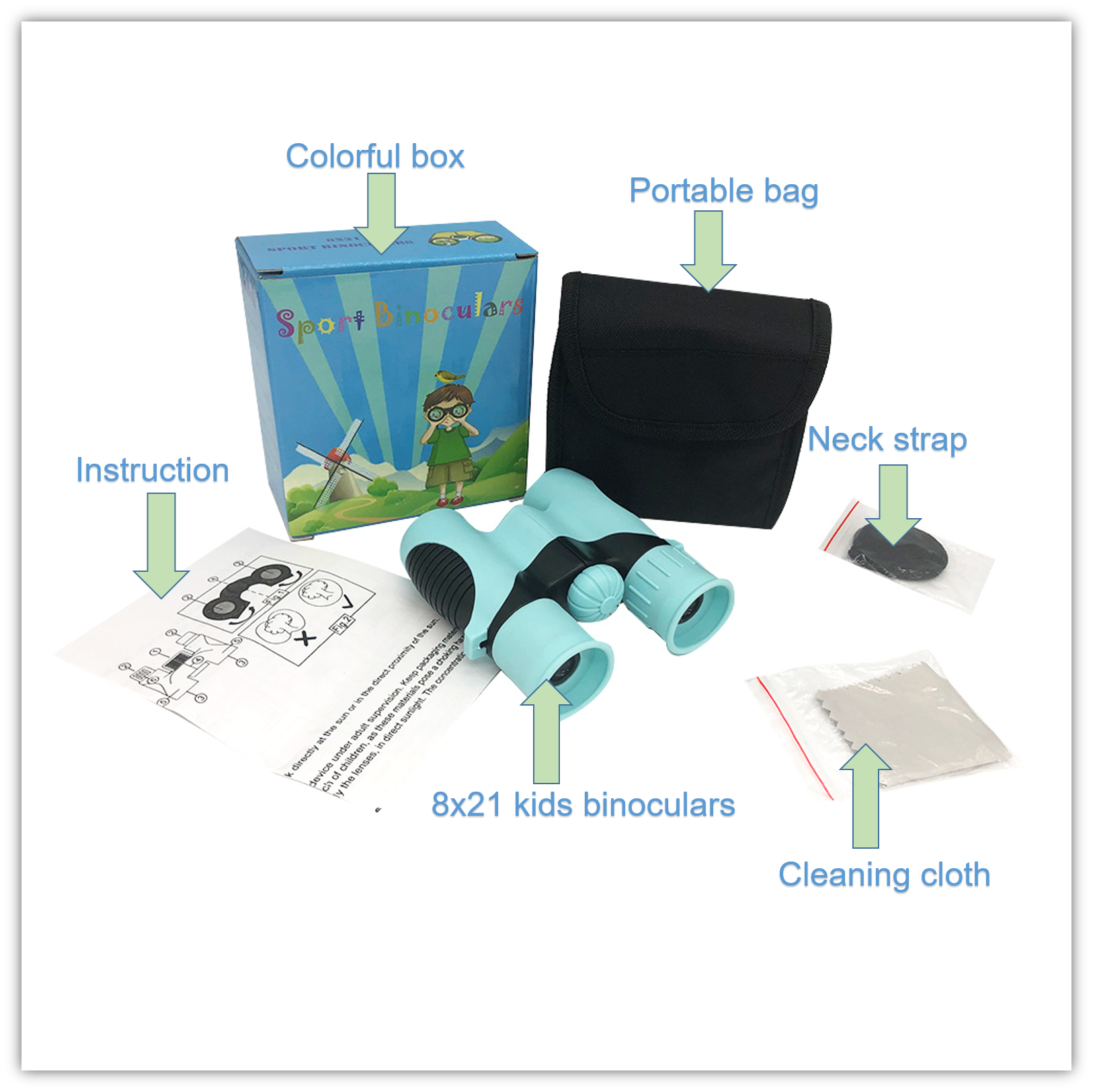 8x21 Childrens Binoculars Gifts Shock Proof For Bird Watching