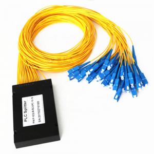 China PLC 1×32 Fiber Optic Splitter ABS material SC connector 3.0mm diameter G657A1 fiber yellow cable on sale