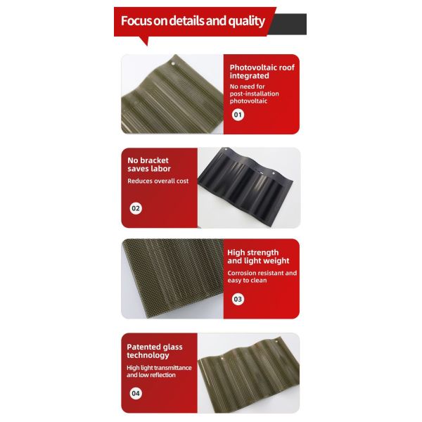 Solar Curved Roof Tile Hantile 28W 50W 32W Thin Film Solar Roof Tiles Power Generates Energy System BIPV Solar Roof Tiles