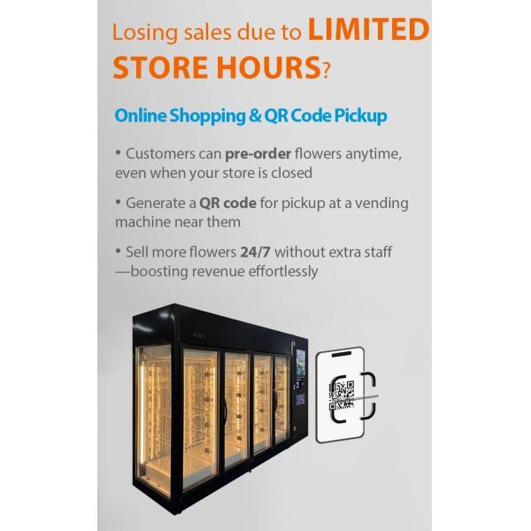 New Flower Vending Machine With 5â„ƒ Refrigeration Large Capacity For Fresh Flowers Bouquets