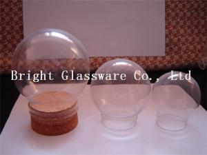 China Clear Ball shape glass lamp shade with wooden lid on sale