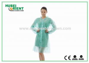 China Green Tyvek Disposable Lab Coats With Nylon Fastener Tape Closure For Prevent Dust on sale