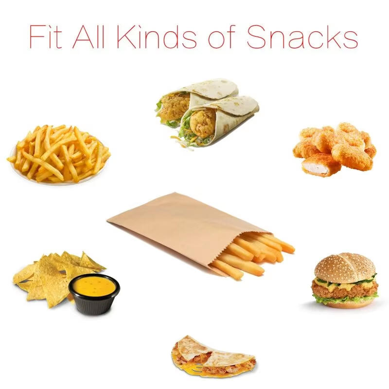 Grease Proof Pet Food Printed Brown White Kraft Pointed Sharp Pinch Bottom Paper Bags for Bread