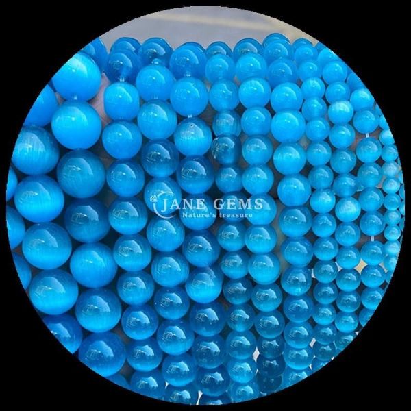 Red Blue Purple Colorful Bead Round Shape Cat Eye Loose Bead Strands for Healing Energy and Gift Giving