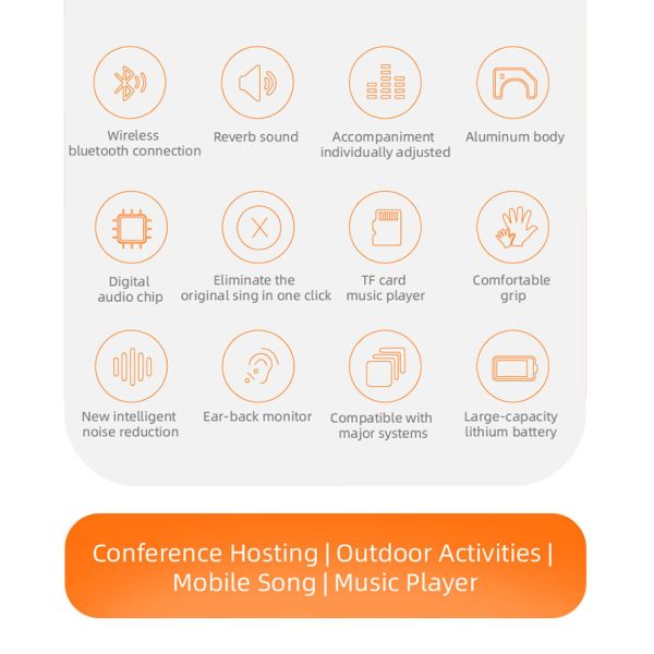 5W*2 Wireless Karaoke Microphone Bluetooth Speaker 6H Playtime For Holiday Party