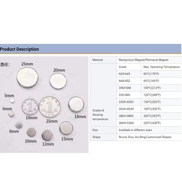 Circular Strong Magnetic Buttons Round Neodymium Magnets 10x10mm 15x3mm