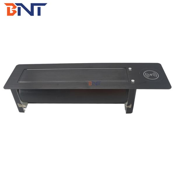 Aluminum black flush mount office table replaceable desk sockets with wireless charger