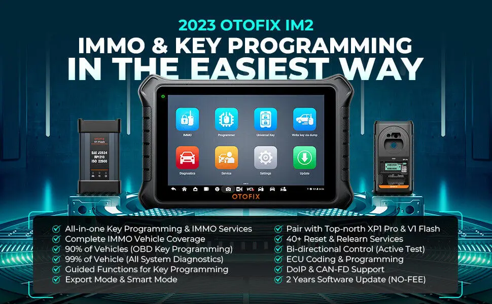 OTOFIX IM2 Advanced IMMO Key Programmer and Diagnostic Tool with XP1 PRO & V1 Flash Key FOB Programming Device Same Functions as