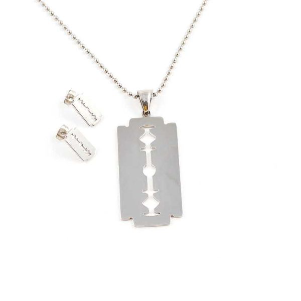 South American Fashion Stainless Steel Earrings With Matched Pendant Necklace