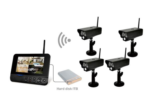 Quality Digital Remote Home Surveillance Four Screen DVR Transmitter 250cd/m2 Brightness for sale