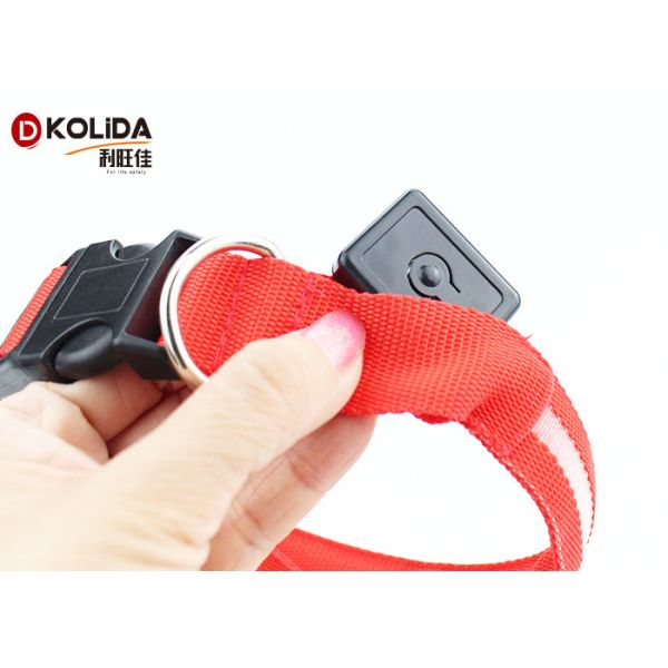 LED Light Nyon Adjustable Pet Dog LED Collar Leash Polyster Size 3 Red Color