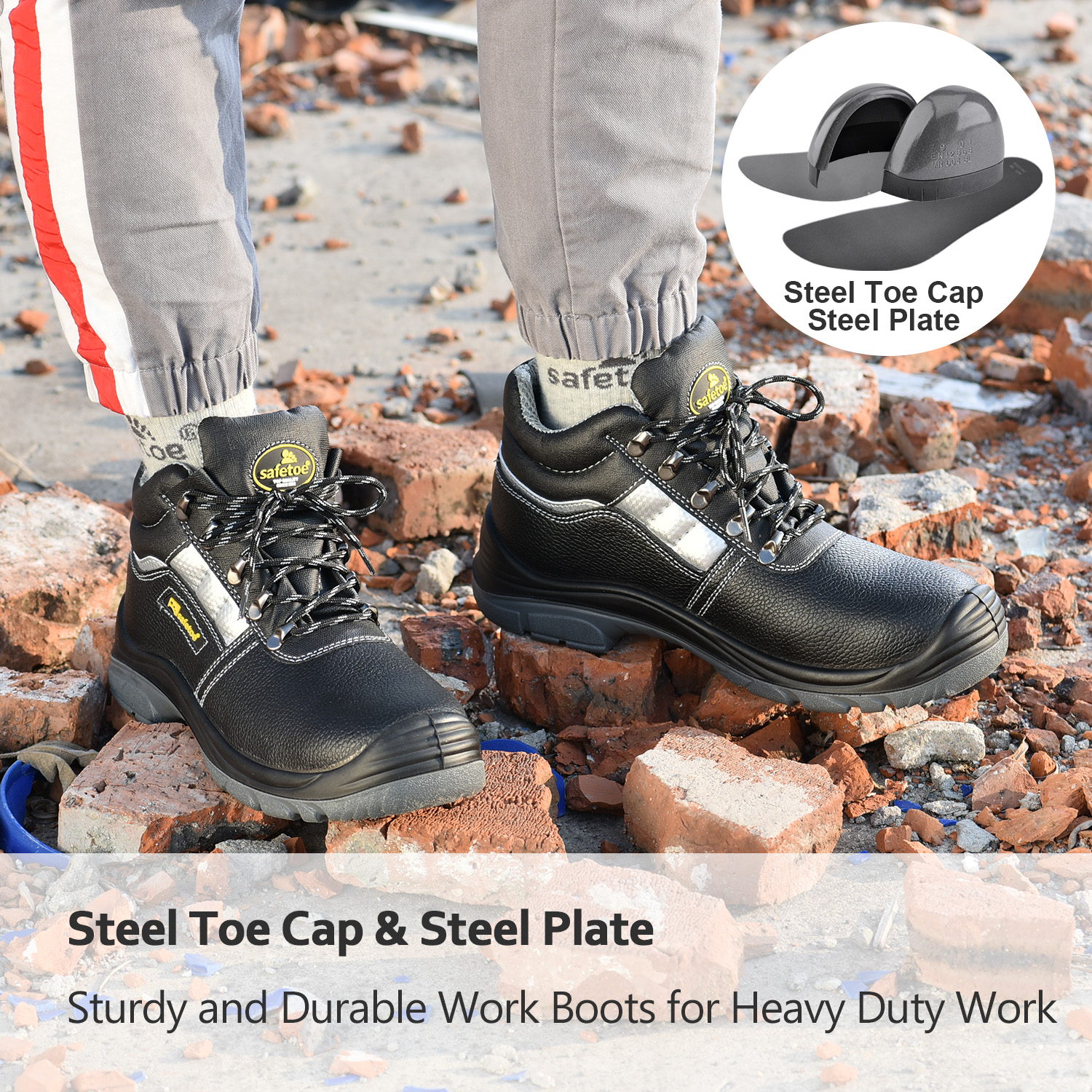 SAFETOE Safety Shoes Work Boots PU Unisex Womens Steel Toe Boots