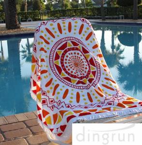 China Cotton Custom Printed Beach Towels , Large Size Family Beach Towel 60 Inch on sale