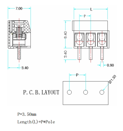 Wire Protector Terminal Block Type High Power Automotive Terminal Block Connector/Socket with 3.50mm 2 to 24 Poles