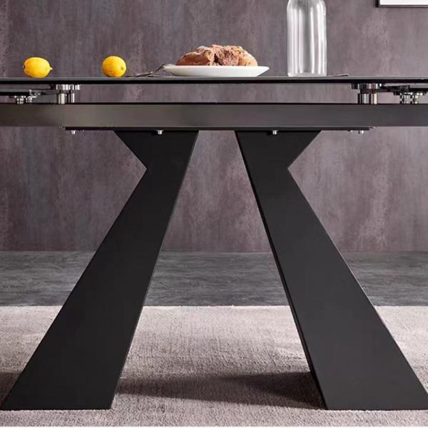 Contemporary Extendable Dining Room Table Ceramic Marble Top Dining Table With Metal Legs