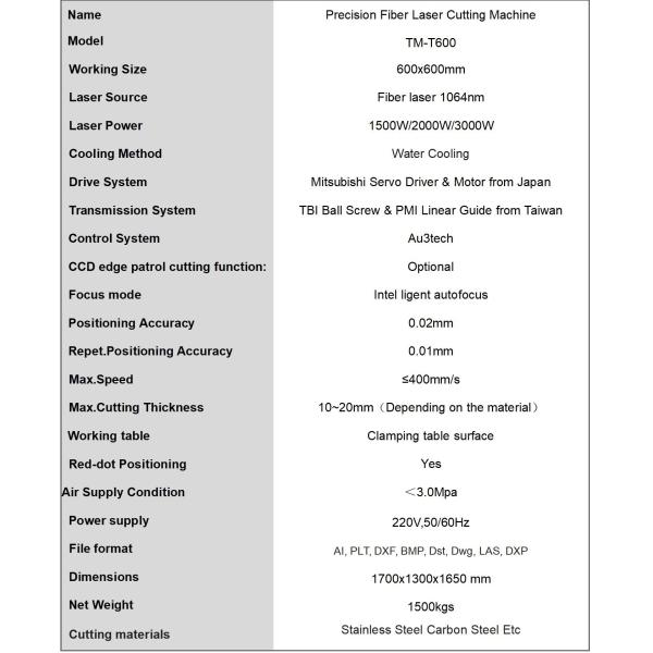 Water Cooling High Precision Laser Cutter 1500W Metal Fiber Laser Cutting Machine