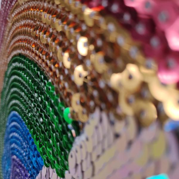 Colorful Rinbow Cloud Reverse Sequin Patch With Pin / Stick / Iron On Backing