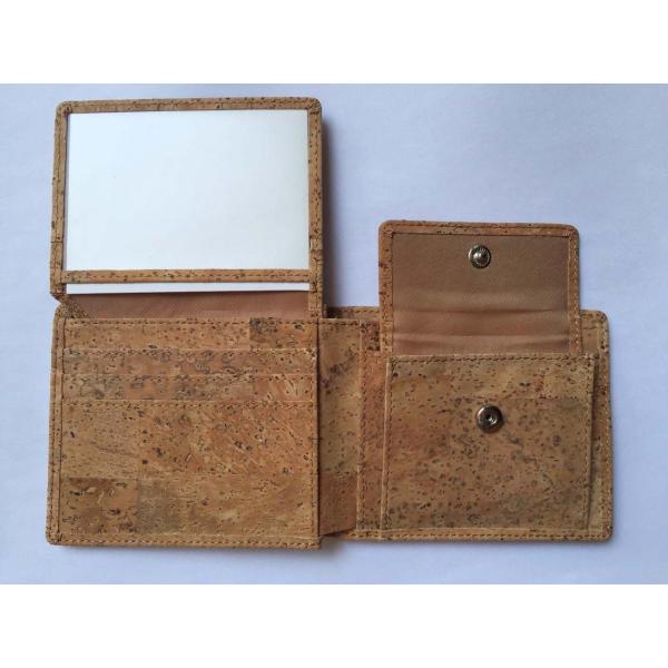 Hot Sale Bifold men gender slim cork wallet 11x9cm with pocket coin,card and money slot
