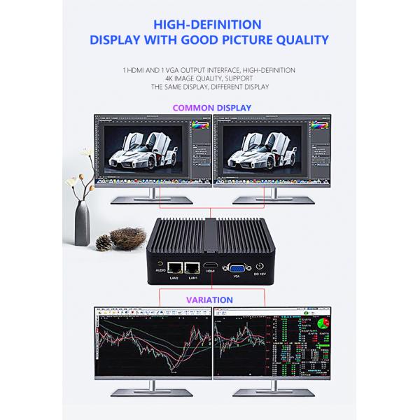 J4125 Quad Core Desktop Mini PC 8GB RAM 128GB M.2 SSD Dual RJ45 LAN Dual RS 232 COM