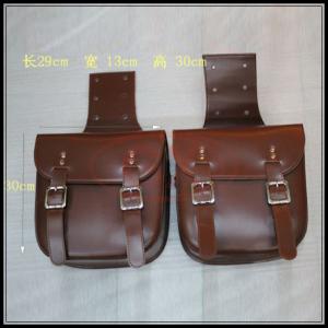China Cafe Racer Saddle Bag Leather Brown Black Vintage Saddle Bag Motorcycle Tool Bag 29*13*30cm on sale