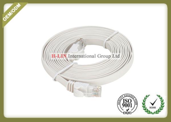 Quality Cat5e Flat Network Patch Cord With RG45 Connector With White PVC / LSZH Jacket for sale