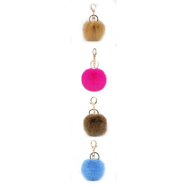 Faux Big Fluffy Pom Pom Keyring 20g Weight Multicolor 4.7in Tall