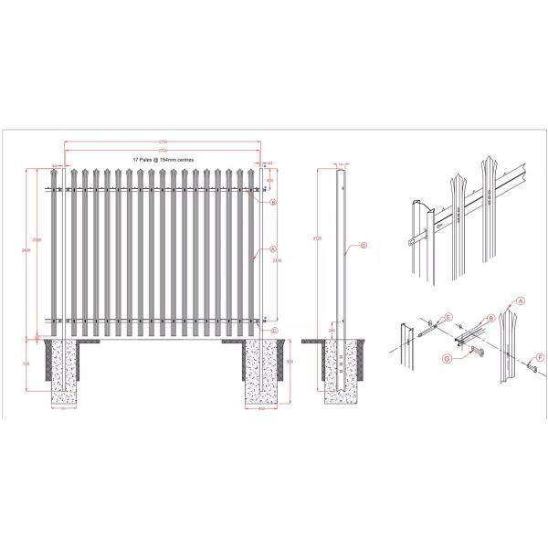 High Security Garden Palisade Fencing Meet Australian Standard Various Color