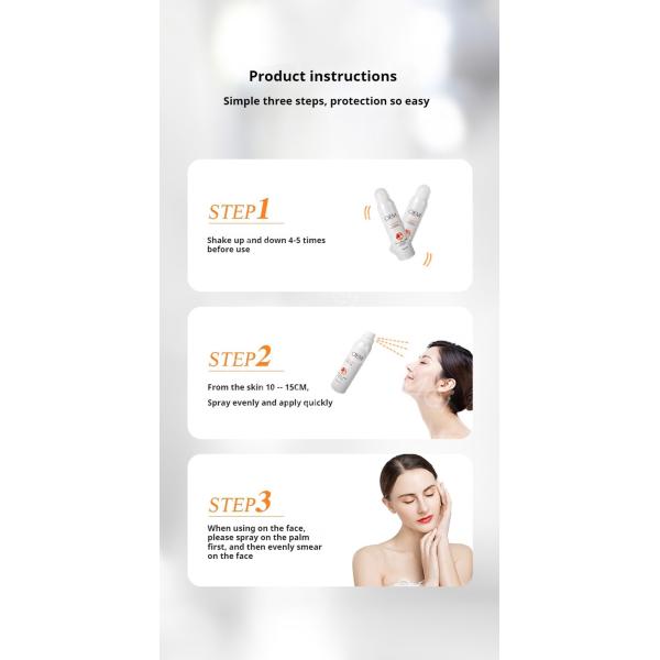 Whitening Arbutin Nicotinamide SPF Sunscreen Cream Spray Natural Ingredient