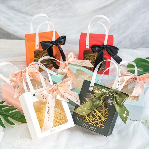 Transparent Window Bag Cardboard Gift Packaging Box With Handle