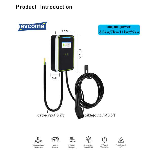 Wallbox AC EV Charger Gun Line With LCD Screen 32A APP 7ke