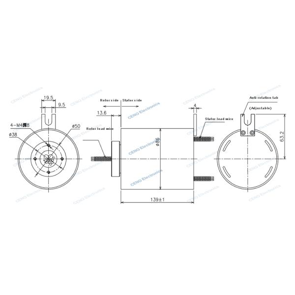 Ethernet Slip Ring With Electric Power Signal And Ethernet For Industrial System