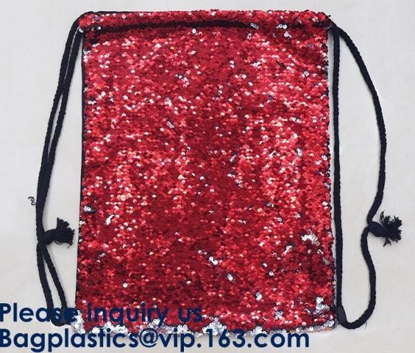 Fashion Bling Sublimation Strapping Sequin Drawstring Backpack Bag,Glitter Mermaid Flip Sequin Bag Outdoor Shoulder Reversib