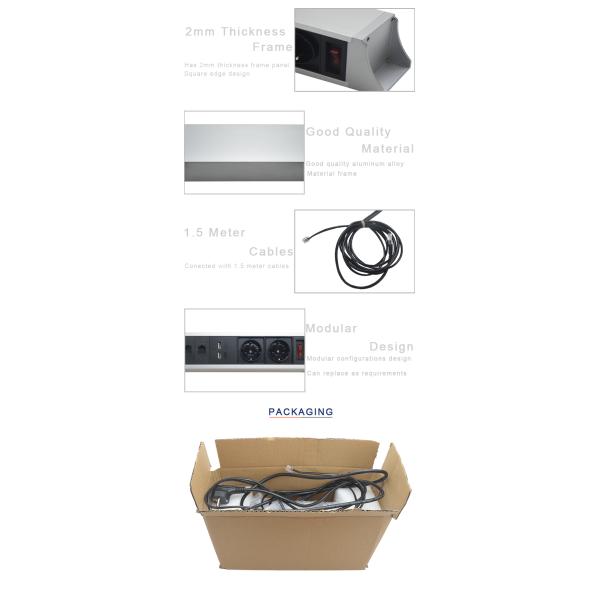 Office Aluminum Under Table Interconnect Electrical Socket / Electric Under Desk Mounted Socket
