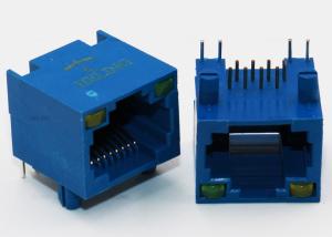 China Unshielded Single Port RJ45 Ethernet Socket Blue Housing Thru - Hole Mounting on sale