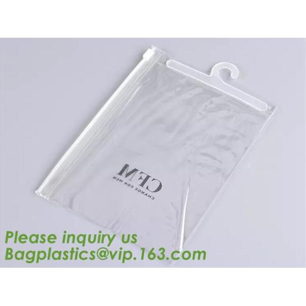 Biodegradable Self Adhesive Zipper Hanger Hook Bags For Garment, Underwear Hanger Hook Zipper Bags
